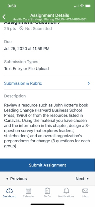 9:50 < Assignment Details Health Care Strategic