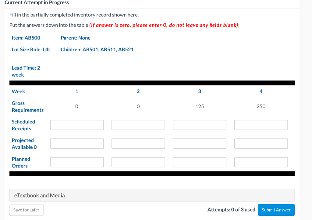 Current Attempt in Progress Fill in the partially