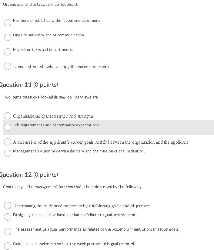 Organizational charts usually do not depict