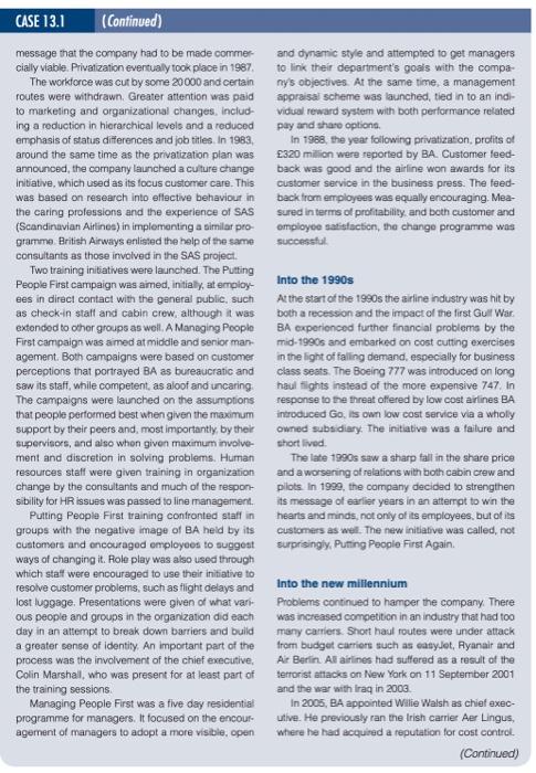 CASE 13.1 BRITISH AIRWAYS The beginnings British