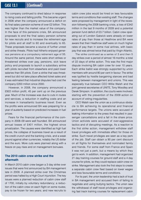 CASE 13.1 BRITISH AIRWAYS The beginnings British