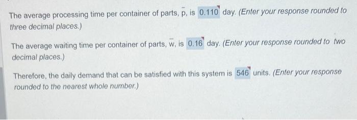 The average processing time per container of