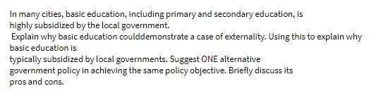 In many cities, basic education, including