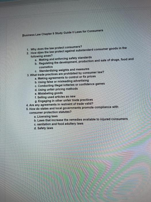 Business Law Chapter 9 Study Guide Il Laws for