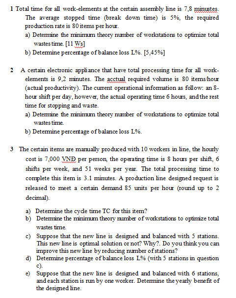 1 Total time for all work-elements at the certain
