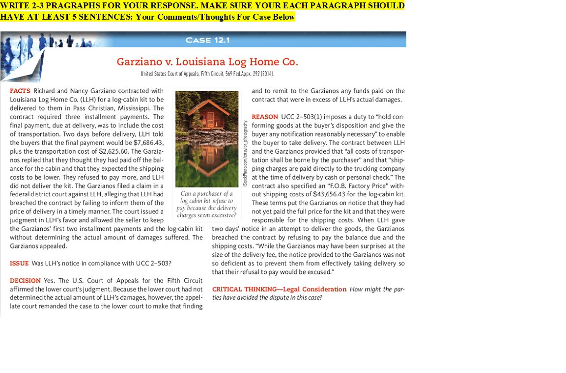 WRITE 2-3 PRAGRAPHS FOR YOUR RESPONSE. MAKE SURE