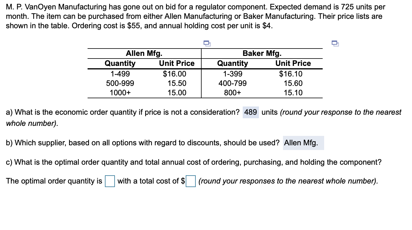 please make sure answer is correct. Optimal order