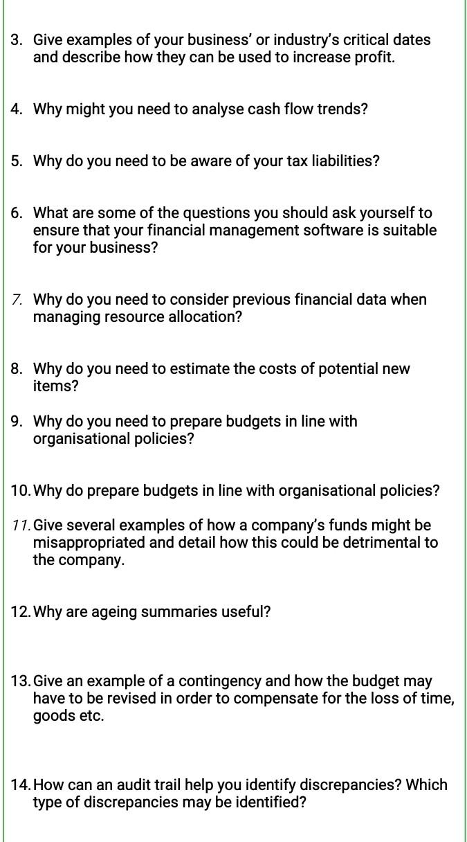 Please answer sort answer for all these question.