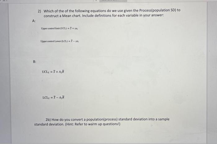2) Which of the of the following equations do we
