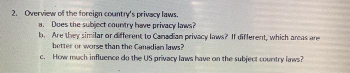 2. Overview of the foreign country's privacy