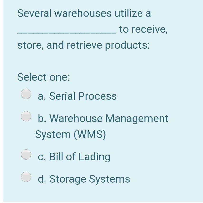 Several warehouses utilize a to receive, store,