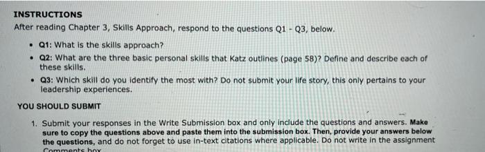 INSTRUCTIONS After reading Chapter 3, Skills