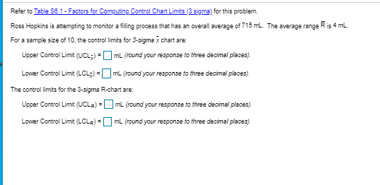 Refer to Table 58.1-Factors for Computing Control