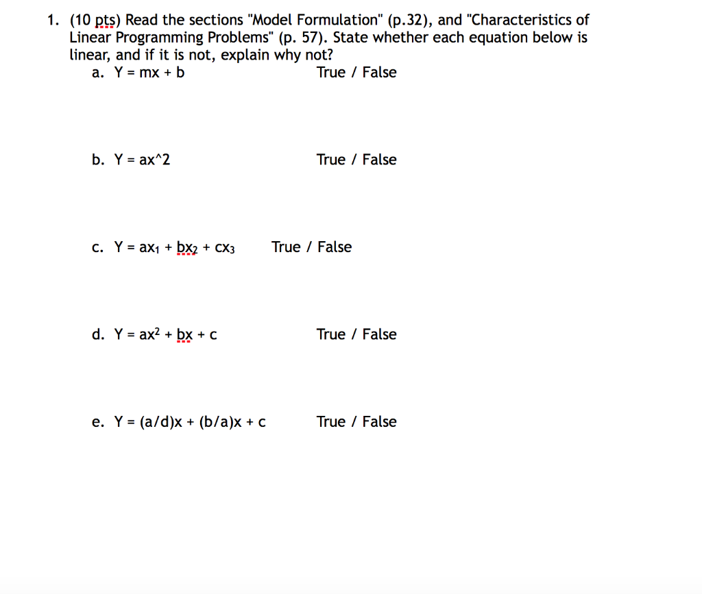 1. (10 pts) Read the sections "Model Formulation"