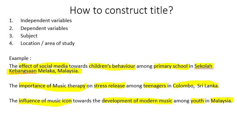 1. 2. How to construct title? Independent