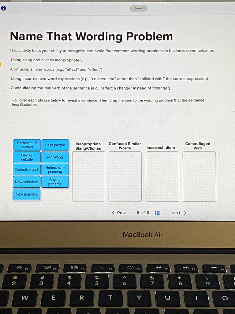 Saved Name That Wording Problem This activity