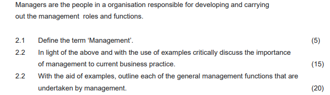 Managers are the people in a organisation