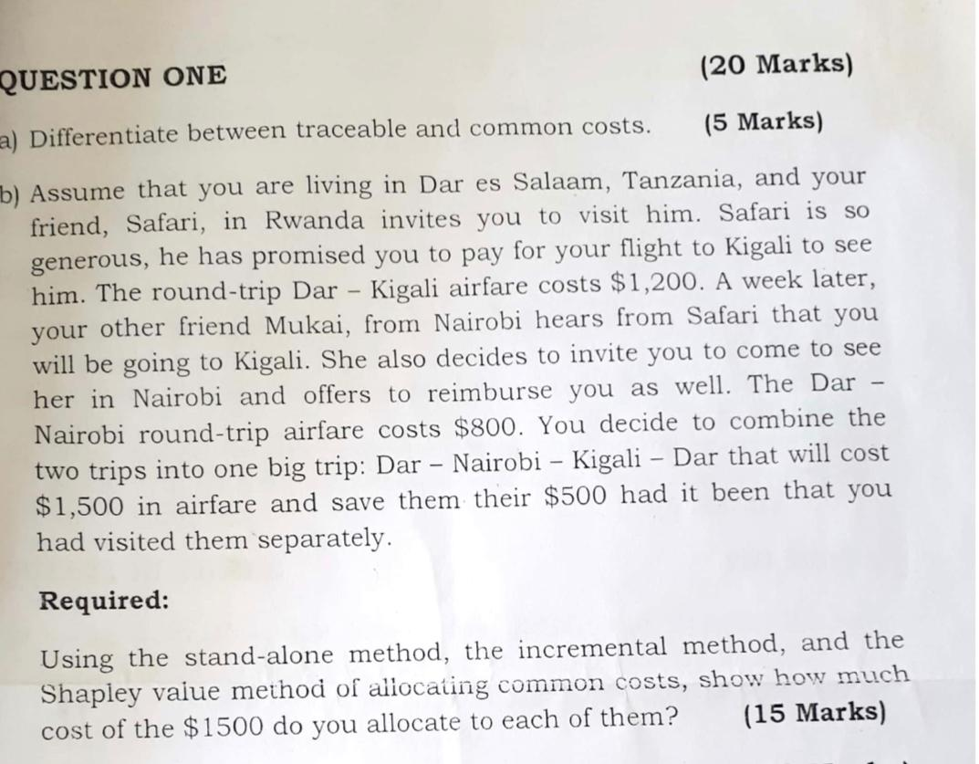 QUESTION ONE (20 Marks) (5 Marks) a)