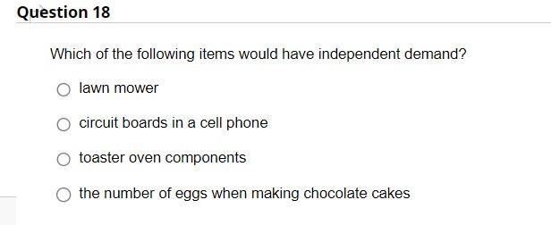 Which of the following items would have