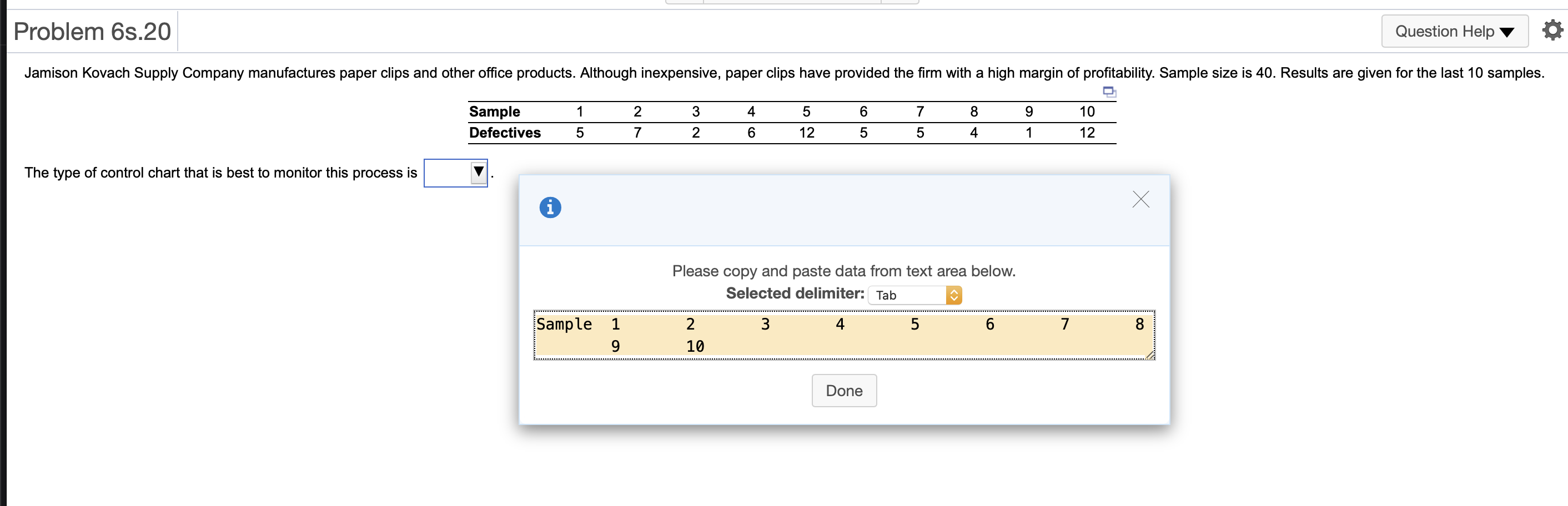 Problem 6s. 20 Question Help Jamison Kovach