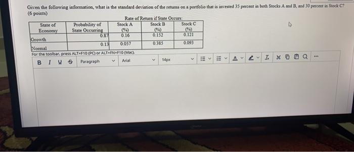 Given the following information, what is the