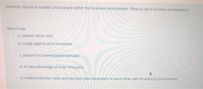 Inventory serves a number of functions within the
