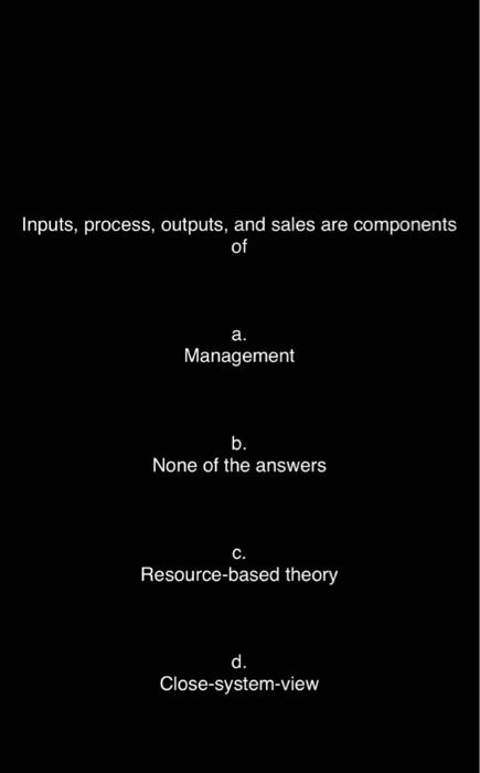 Inputs, process, outputs, and sales are