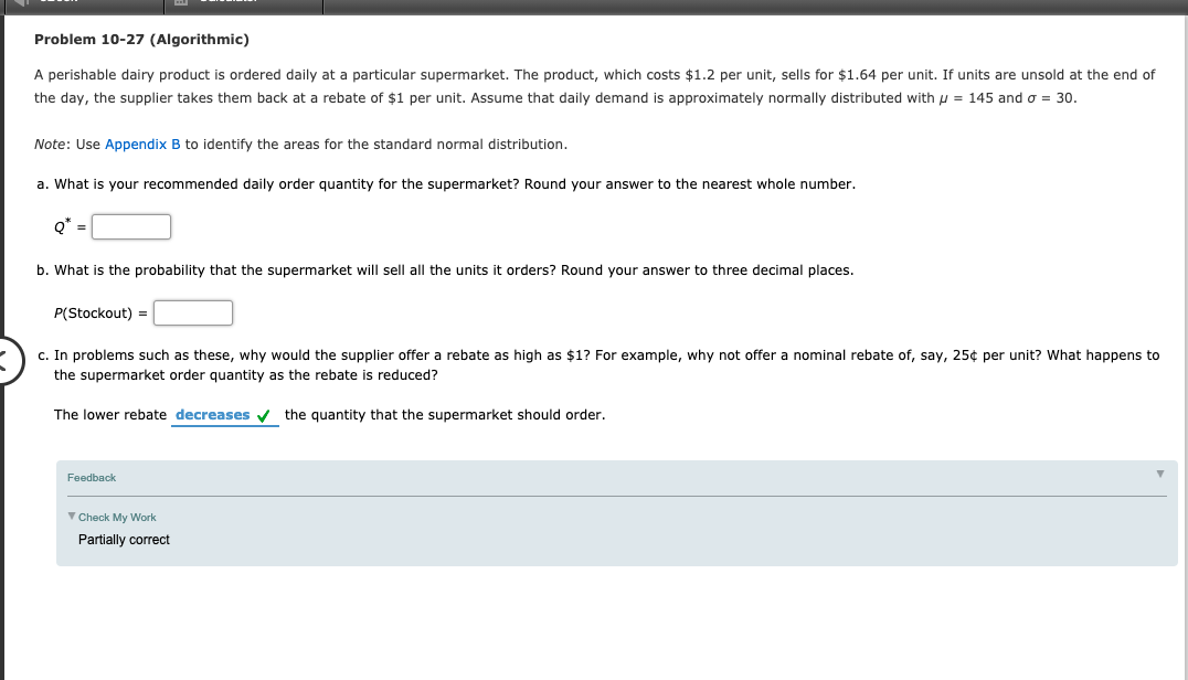 Problem 10-27 (Algorithmic) A perishable dairy