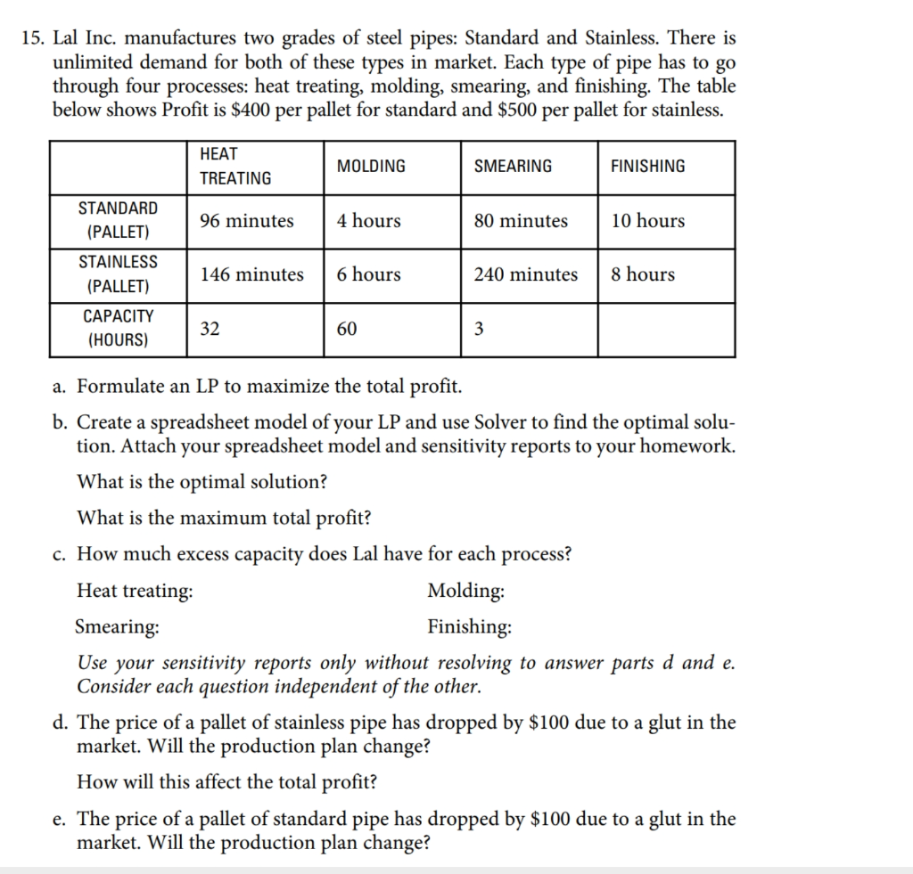 Please solve part b using solver in Excel, and