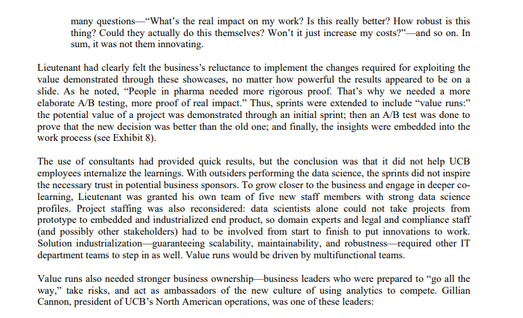 Read UCB case study and answer the following