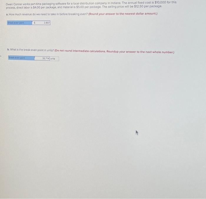 Owen conner works part-time packaging software