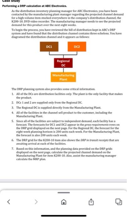 Performing a DRP calculation at ABC Electronics