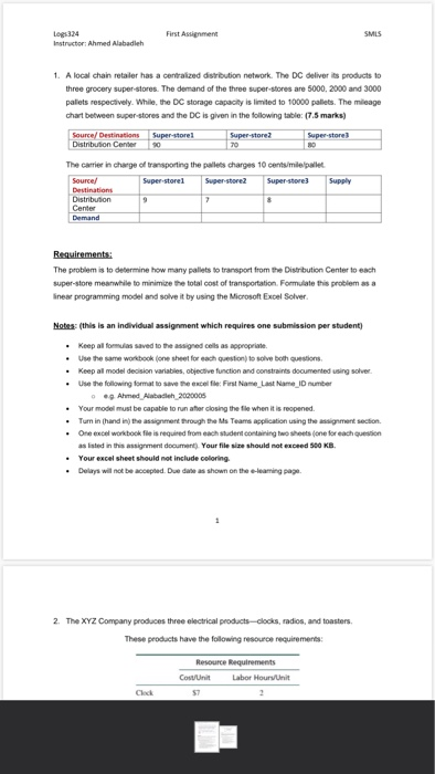 First Assignment Logs 324 Instructori Ahmed