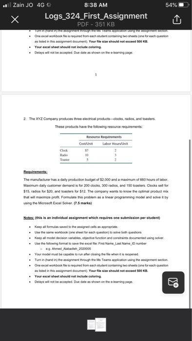 First Assignment Logs 324 Instructori Ahmed