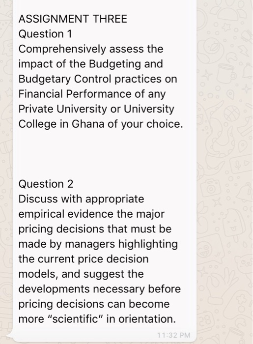 ASSIGNMENT THREE Question 1 Comprehensively