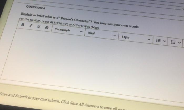 they want explanition for "person chracter"
