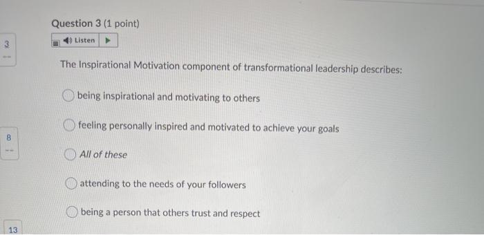 Question 3 (1 point) Listen The Inspirational