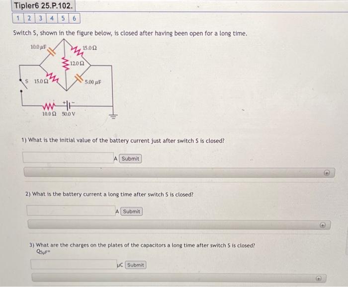 Switch S, shown in the figure below, is closed
