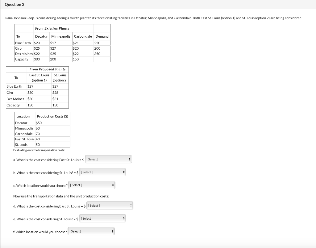 Question 2 Dana Johnson Corp. is considering