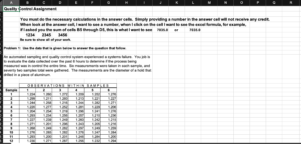D E E F G H j K L M N 0 Q R A B Quality Control
