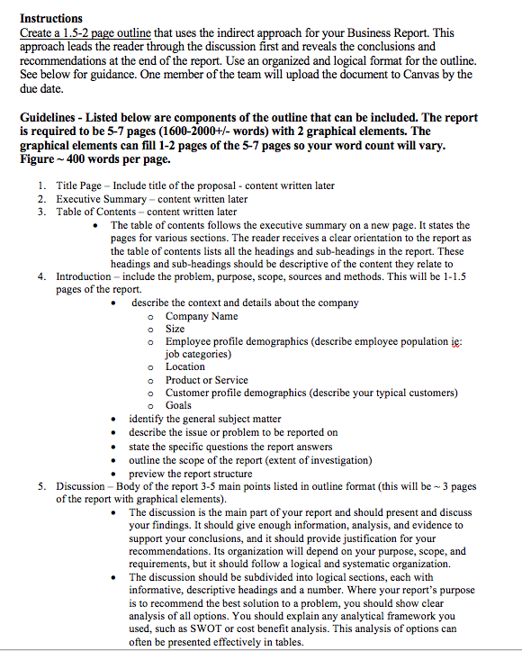 Assignment #8: Business Report Proposal Outline