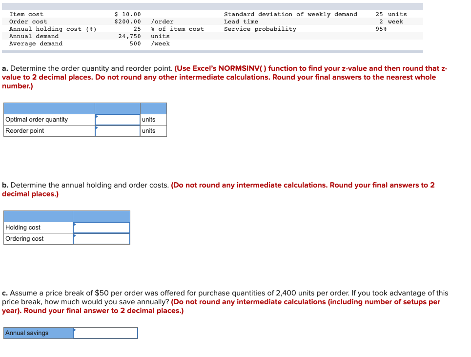 Given the following information, formulate an