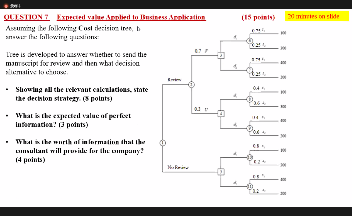 (15 points) 20 minutes on slide QUESTION 7