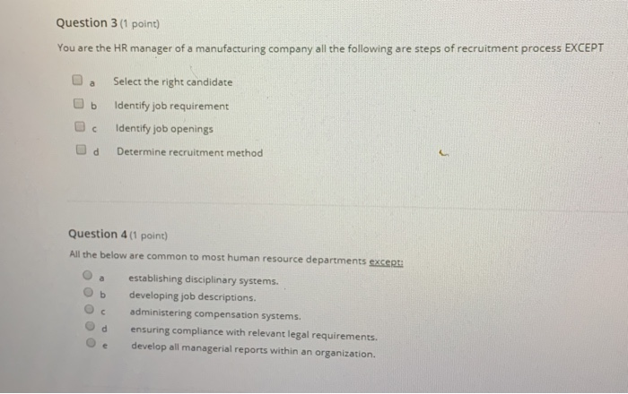 Question 1 (1 point) continues to be a