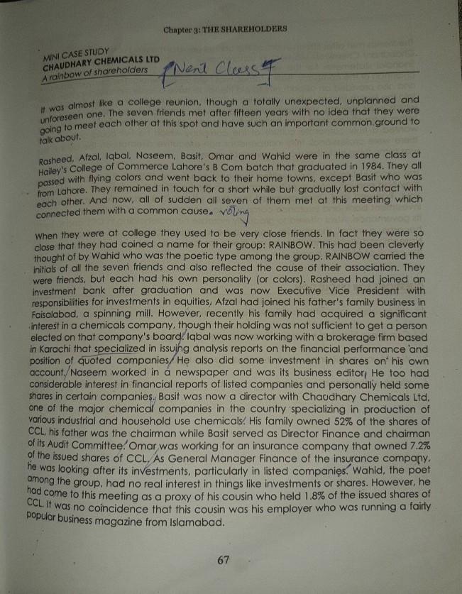 Chapter 3: THE SHAREHOLDERS MINI CASE STUDY