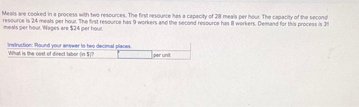 Meals are cooked in a process with two resources.