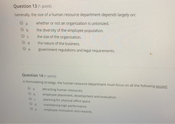 Question 1 (1 point) continues to be a