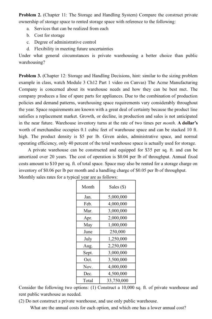 Logistics Management Homework #3 Problem 1.