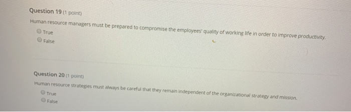 Question 1 (1 point) continues to be a