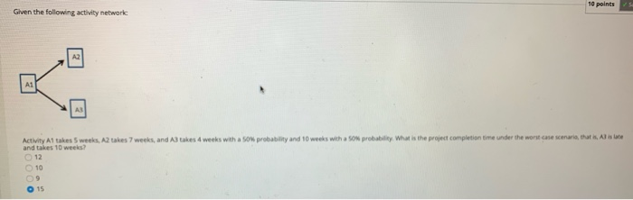 Given the following activity network Als must be